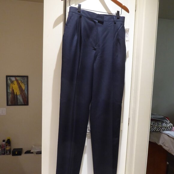Wide Leg Navy 100% Wool Trousers, Size 10 - New with Tags - Picture 2 of 7